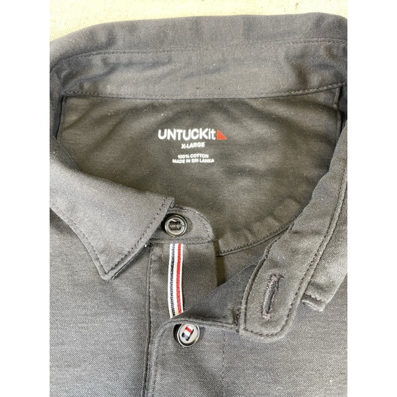 UnTuckit Men's Black Long Sleeve Cotton Polo Shirt XL‎ Preppy Dadcore Pullover - Picture 2 of 10